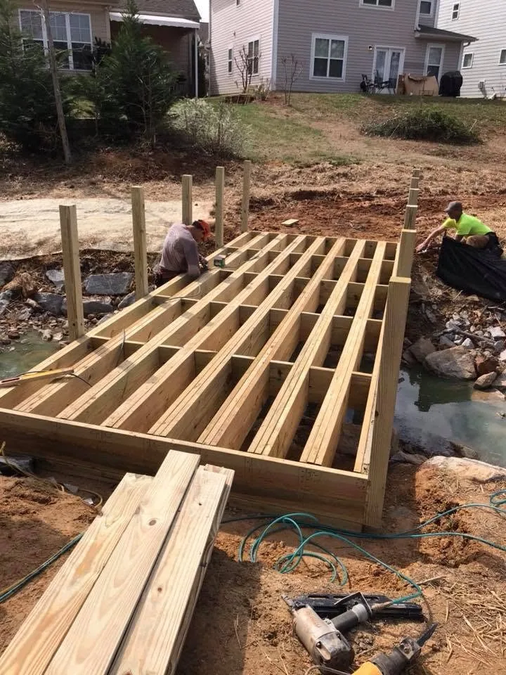 Perimeter band and deck floor joists framed