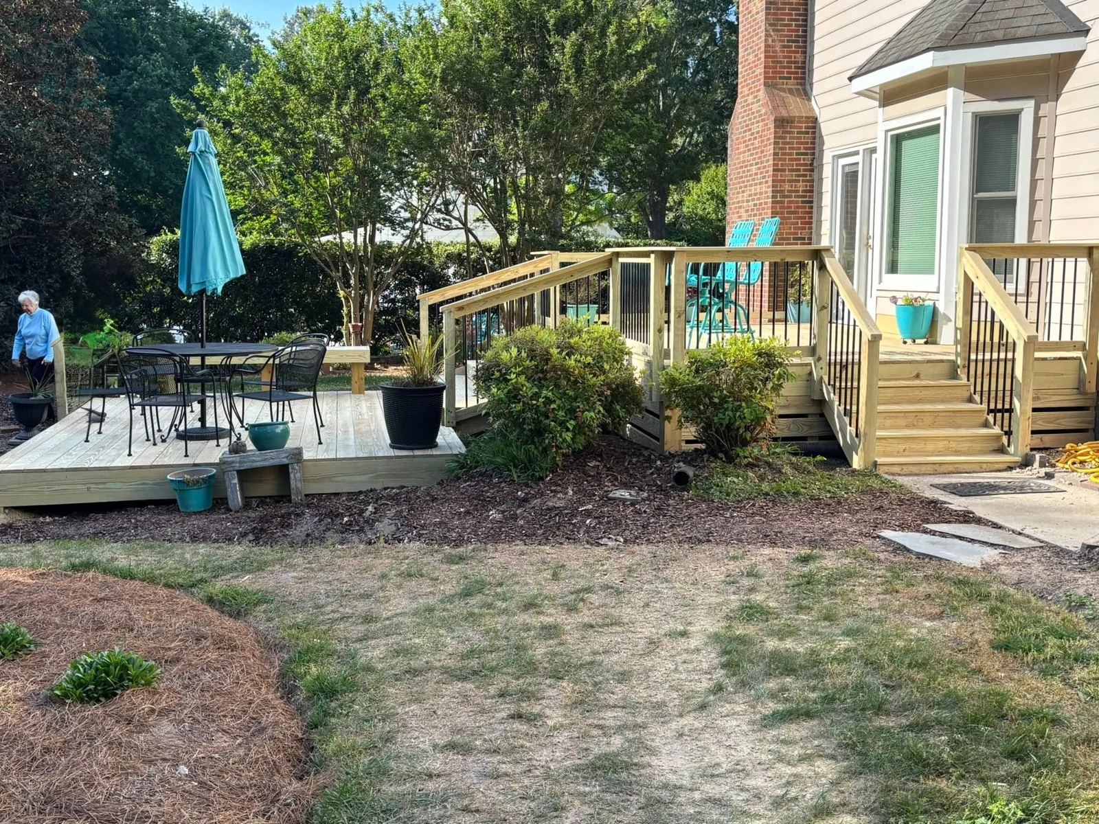 Finished backyard deck layout during walkthrough