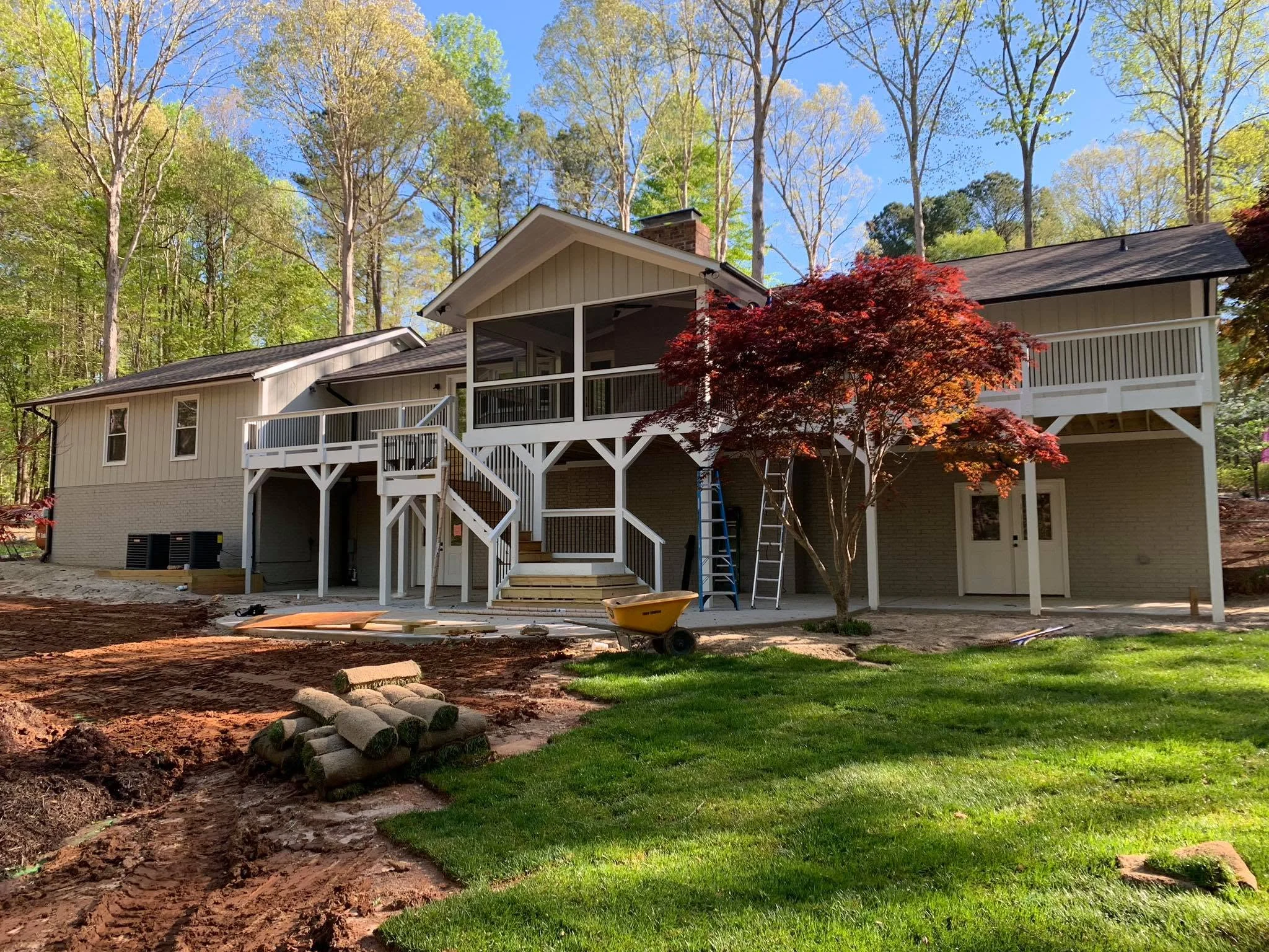 Multi-level deck and screened porch addition